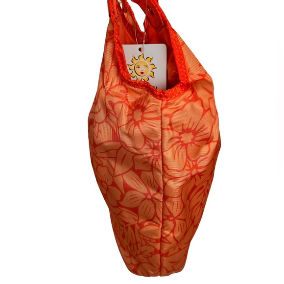 SUNNY HAWAII Beach Pool Tote & Matching Small Purse Hawaiian Orange Floral Print - Picture 5 of 17